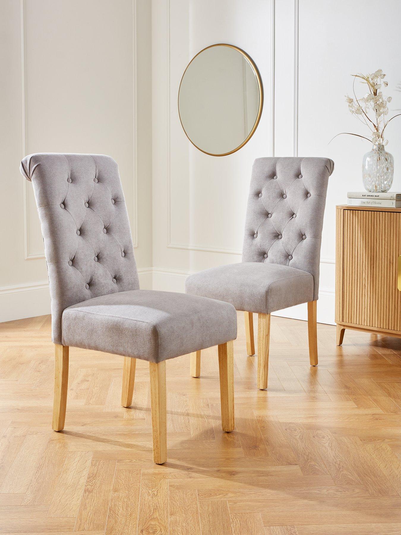 The Very Collection Pair Of Fabric Scroll Back Dining Chairs - Grey - FSC® Certified