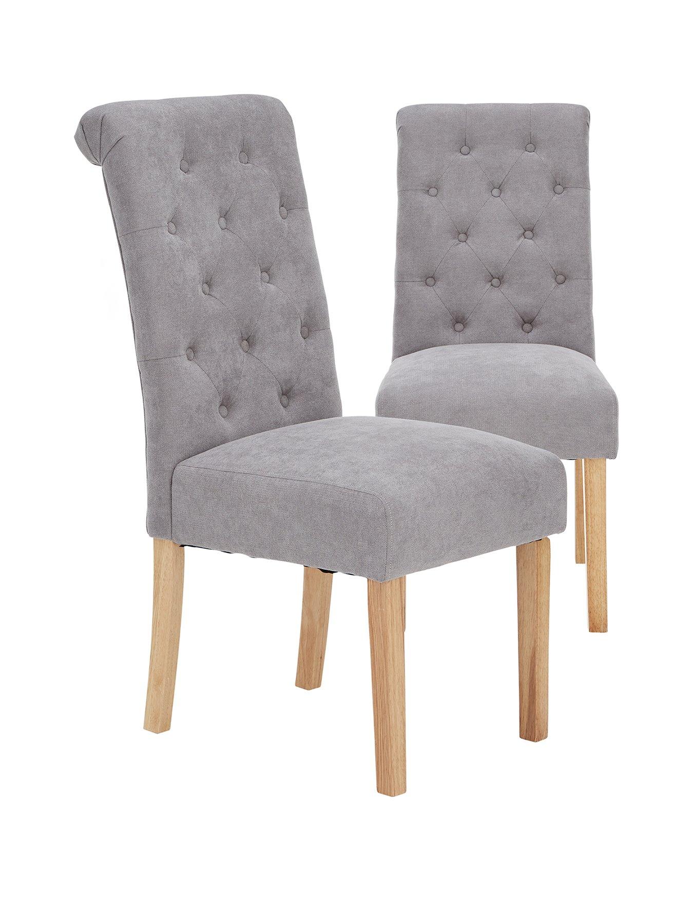 Very Home Pair Of Fabric Scroll Back Dining Chairs Grey FSC