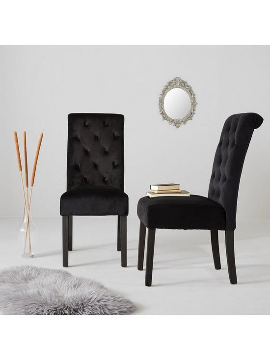 front image of very-home-pair-of-velvet-scroll-back-dining-chairs-blacknbsp--fscreg-certified