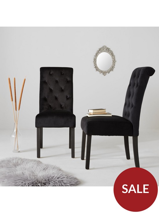 stillFront image of very-home-pair-of-velvet-scroll-back-dining-chairs-black