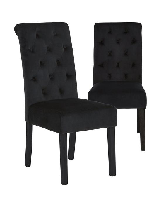 stillFront image of very-home-pair-of-velvet-scroll-back-dining-chairs-blacknbsp--fscreg-certified
