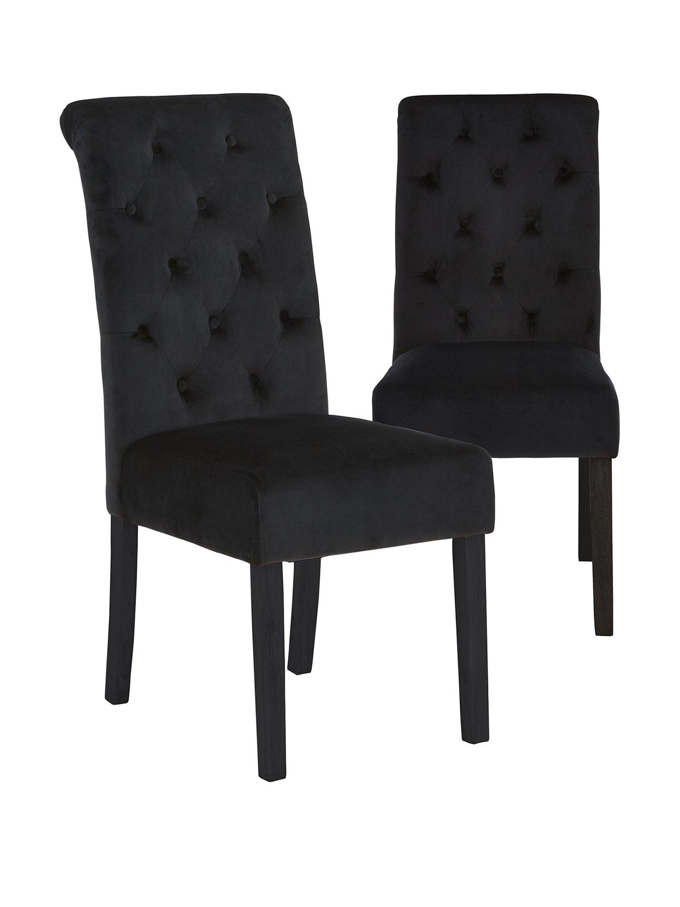 Image 2 of 7 of The Very Collection Pair Of Velvet Scroll Back Dining Chairs - Black&nbsp;- FSC&reg; Certified