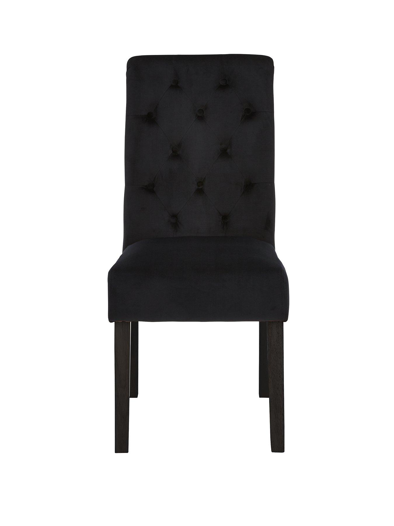 Image 3 of 7 of The Very Collection Pair Of Velvet Scroll Back Dining Chairs - Black&nbsp;- FSC&reg; Certified