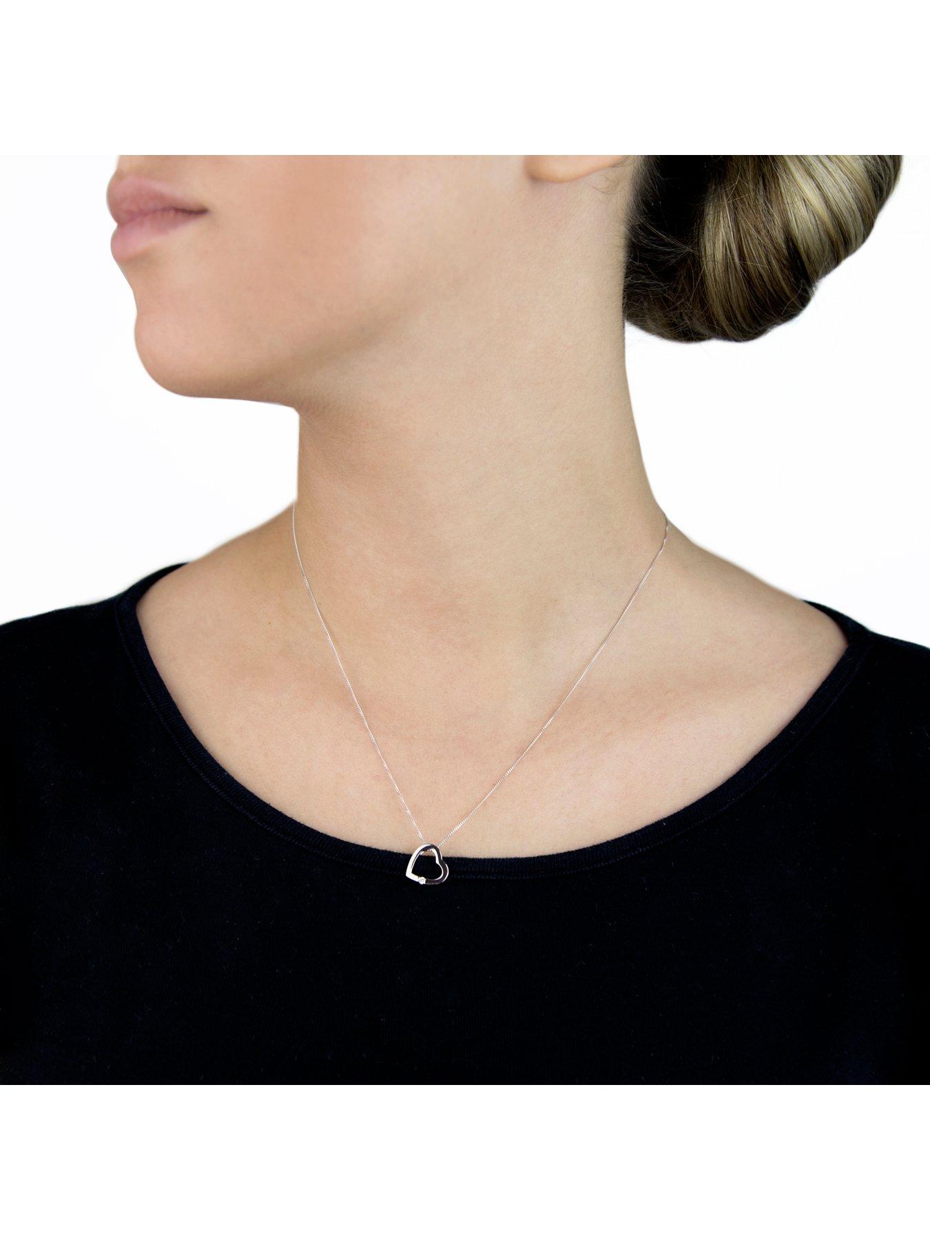Image 2 of 3 of Love DIAMOND 9ct White Gold Diamond Set Heart Pendant Necklace