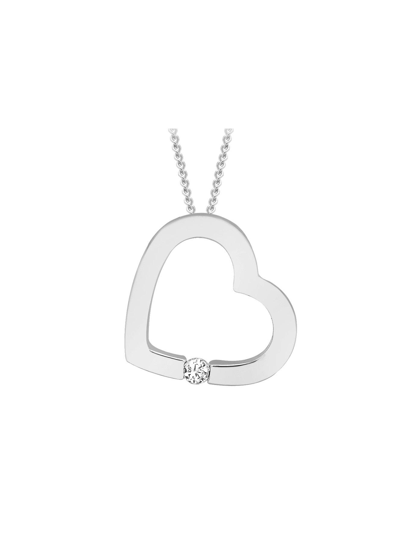 Image 3 of 3 of Love DIAMOND 9ct White Gold Diamond Set Heart Pendant Necklace