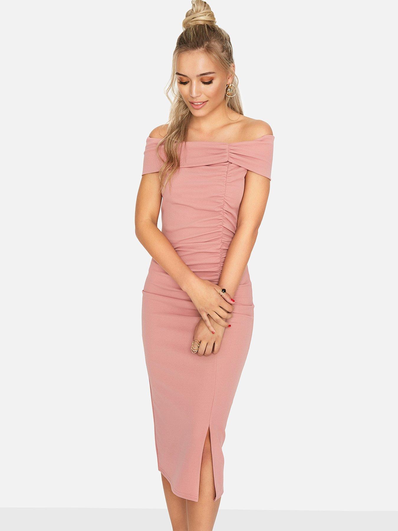 light pink bodycon midi dress