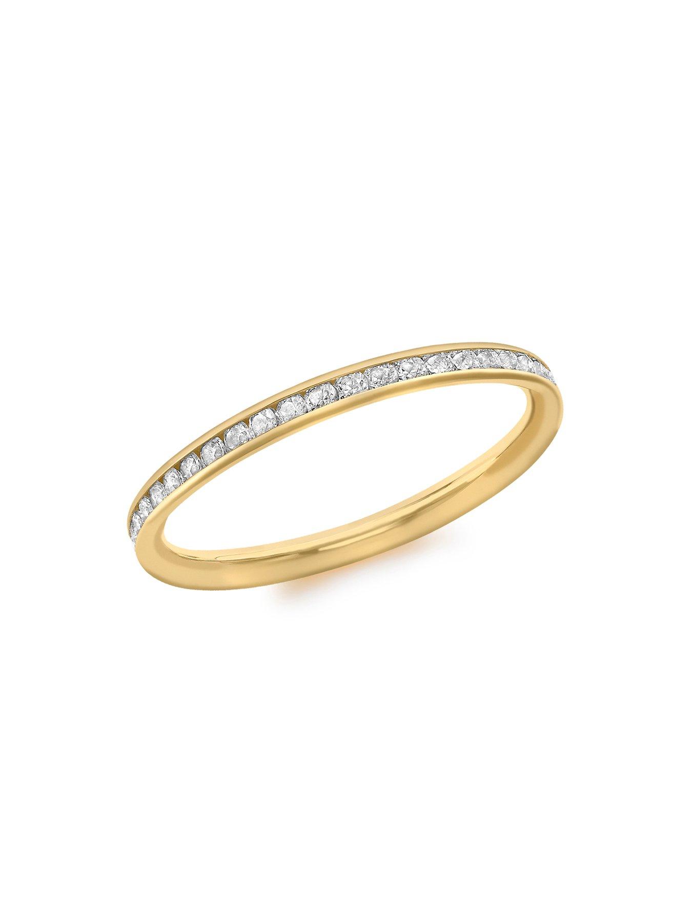 Image 2 of 3 of The Love Collection 9ct Gold White Cubic Zirconia Set Ring