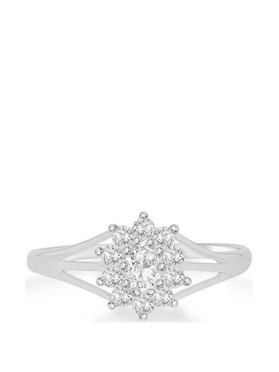 stillFront image of love-gold-9ct-white-gold-cubic-zirconia-flower-cluster-ring