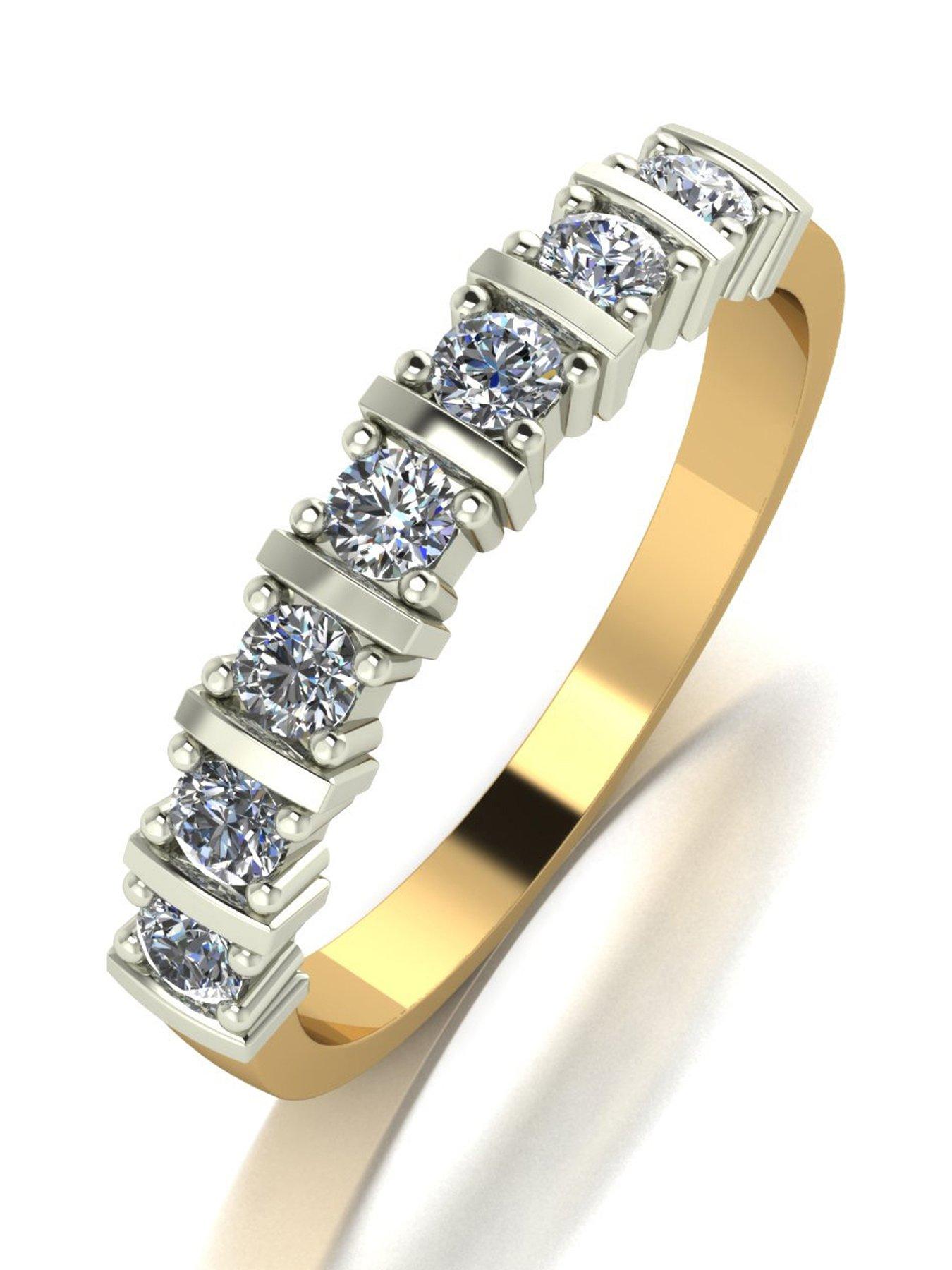 Moissanite 9ct Gold 1/2 Carat Eq Moissanite 7 Stone Eternity Ring