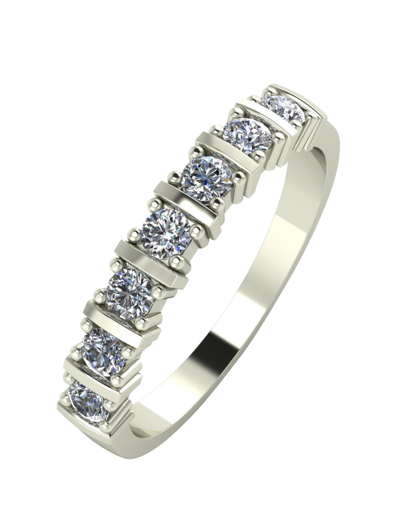 Moissanite 9ct Gold 1/2 Carat Eq Moissanite 7 Stone Eternity Ring