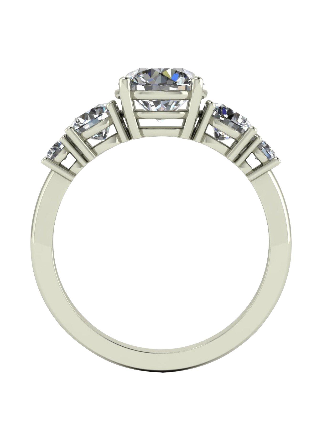 stillFront image of moissanite-9ct-gold-2-carat-eq-moissanite-5-stone-tapered-ring