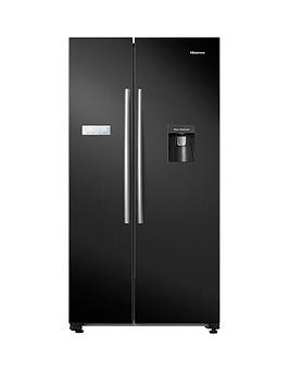 Hisense   Rs741N4Wb11 90Cm Wide, Total No Frost, American-Style Fridge Freezer With Non-Plumbed Water Dispenser - Black (Doorstep Delivery Only)