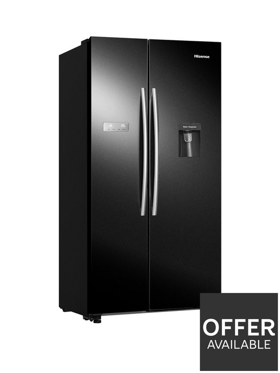 stillFront image of hisense-rs741n4wb11-90cmnbspwide-total-no-frost-american-style-fridge-freezer-with-non-plumbed-water-dispenser-black