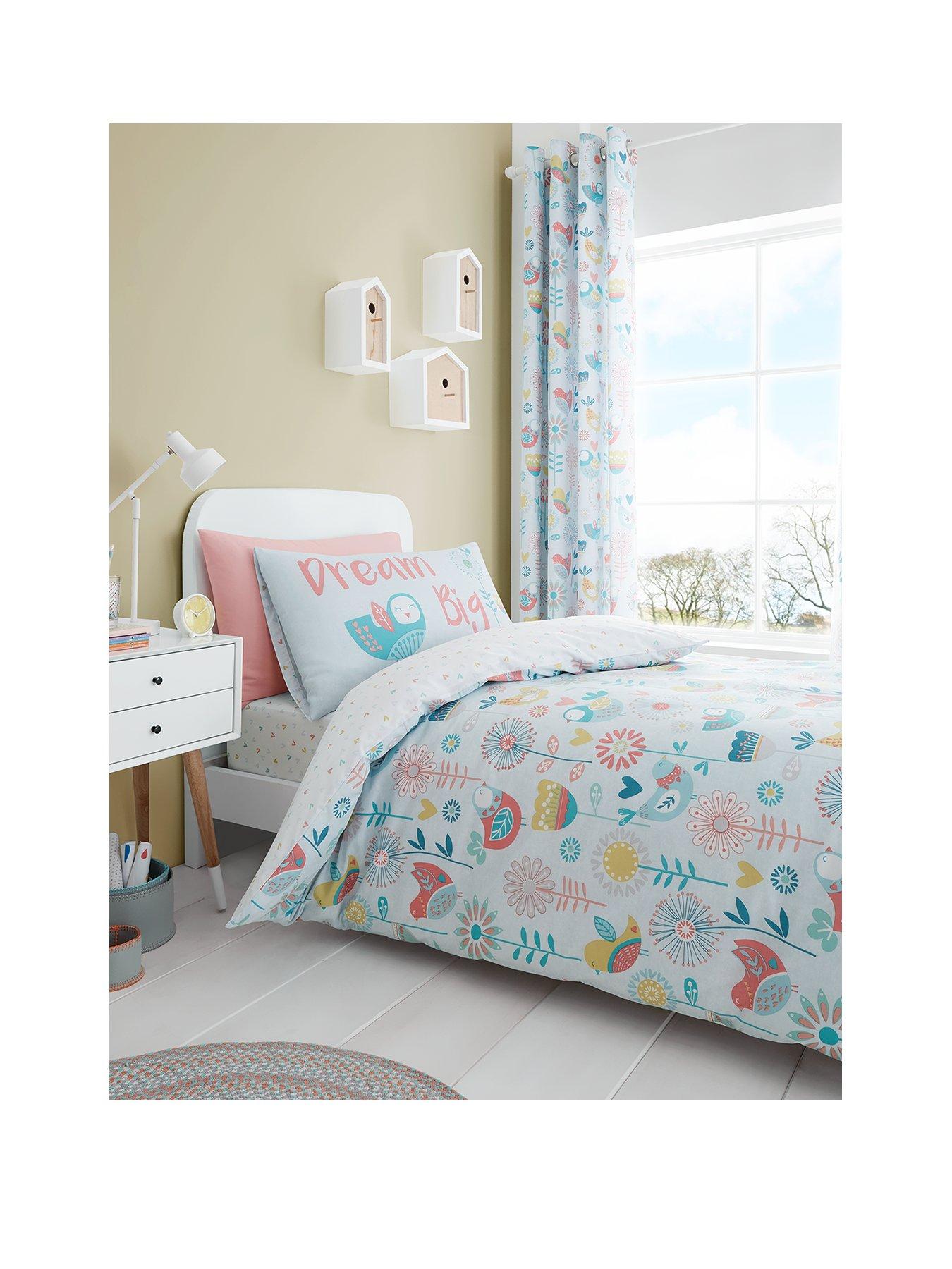 Catherine Lansfield Little Birds Easy Care Double Duvet Cover And