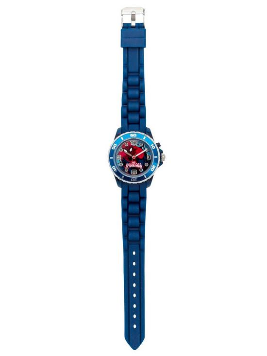 back image of spiderman-ultimate-spiderman-printed-dial-blue-silicone-strap-kids-watch