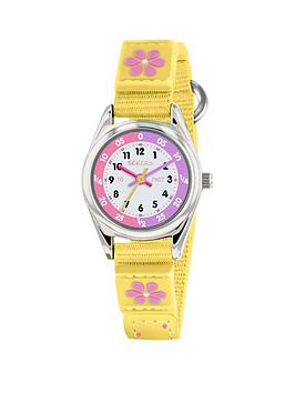 tikkers-tikkers-white-and-pink-time-teller-dial-yellow-fabric-velcro-strap-kids-watch