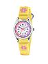 tikkers-tikkers-white-and-pink-time-teller-dial-yellow-fabric-velcro-strap-kids-watchfront