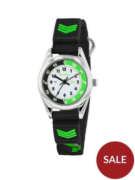 tikkers-white-black-and-green-time-teller-dial-black-fabris-velco-strap-kids-watch