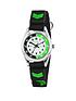  image of tikkers-white-black-and-green-time-teller-dial-black-fabris-velco-strap-kids-watch