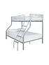  image of very-home-domino-metal-trio-bunk-bed-with-optional-mattresses-fitted-with-a-ladder-and-guard-rail-on-the-top-bunk