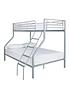  image of domino-metal-trio-bunk-bed-with-optional-mattresses-fitted-with-a-ladder-and-guard-rail-on-the-top-bunk