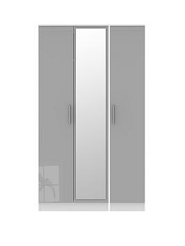 Swift Swift Montreal Part Assembled 3 Door Gloss Tall Mirrored Wardrobe Picture