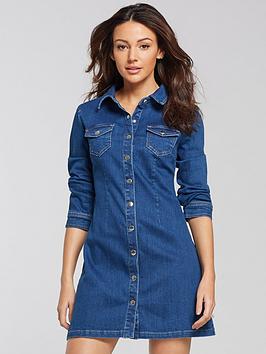 Michelle Keegan Button Through Denim Dress - Blue | littlewoods.com
