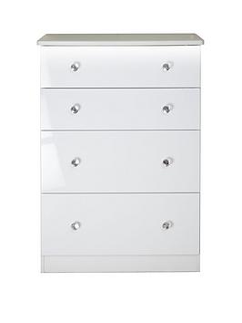 Swift Swift Lumiere Ready Assembled High Gloss 4 Drawer Deep Chest With  ... Picture