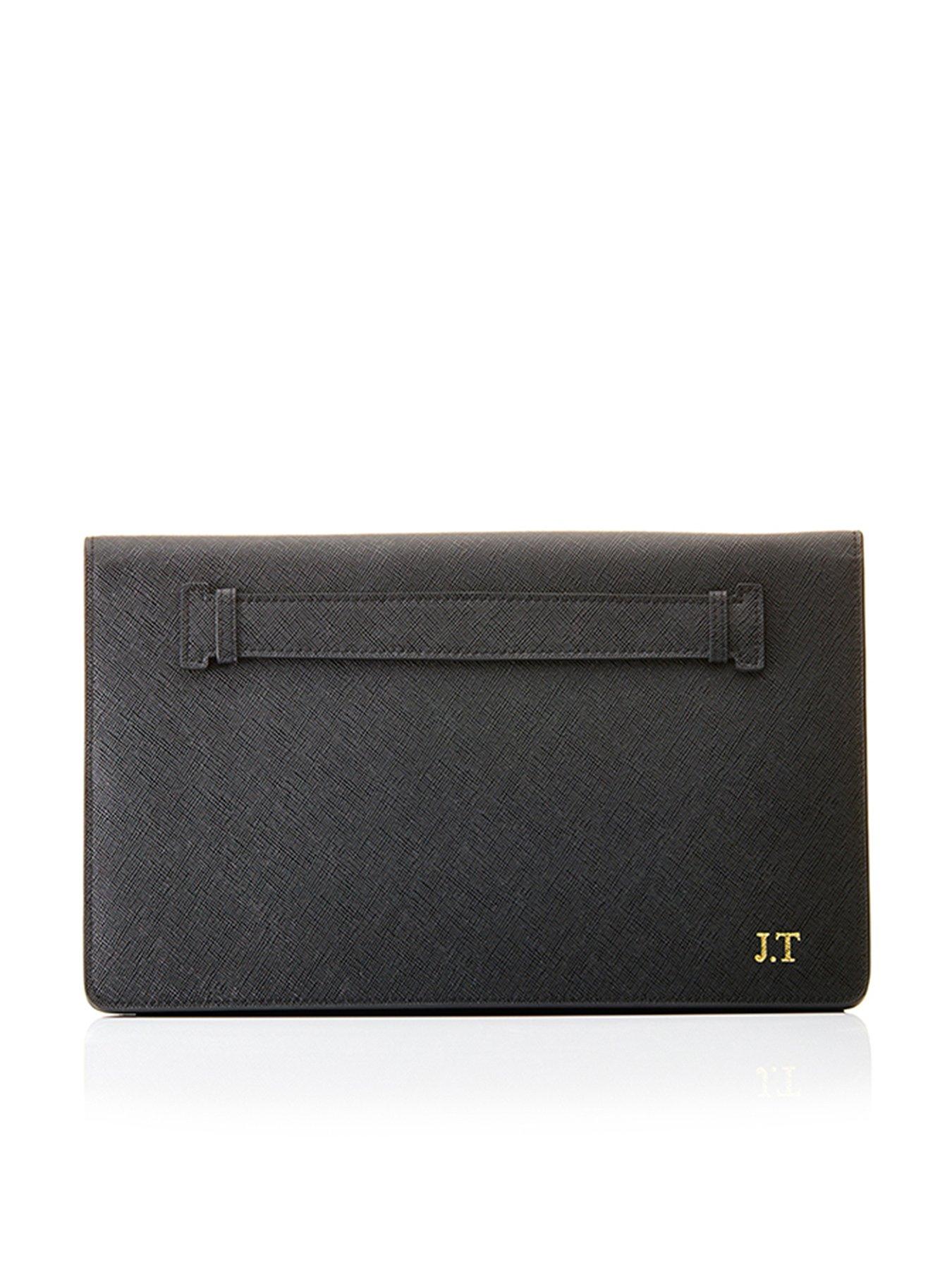 personalised leather clutch