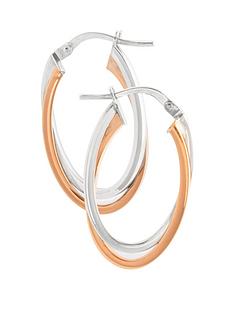 Earrings Diamond Hoop Littlewoods Love Gold 9ct Two Tone Oval Hoop Earrings