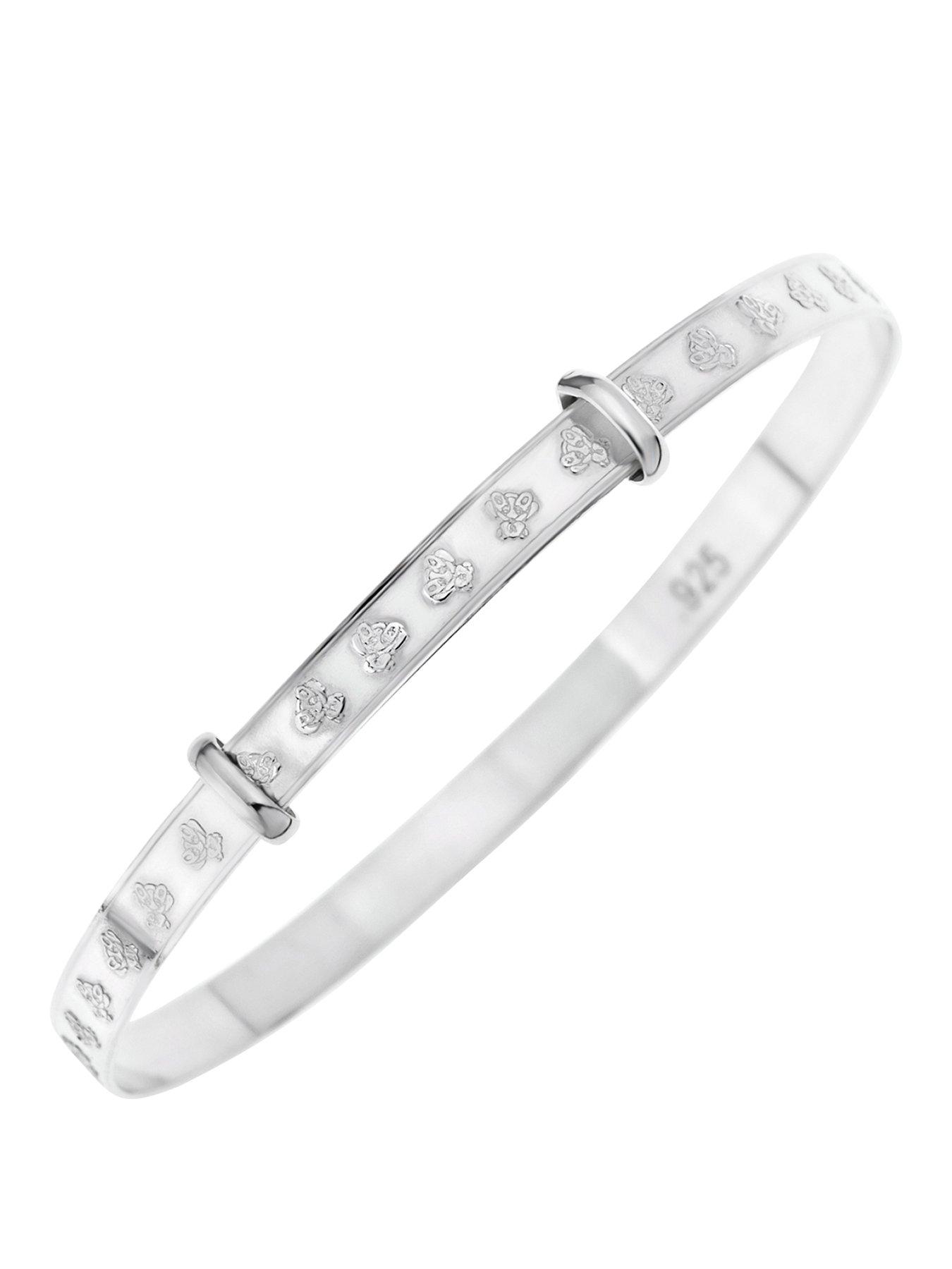 the-love-collection-sterling-silver-childrens-christening-expander-bangle-amp-teddy-bear-in-gift-box