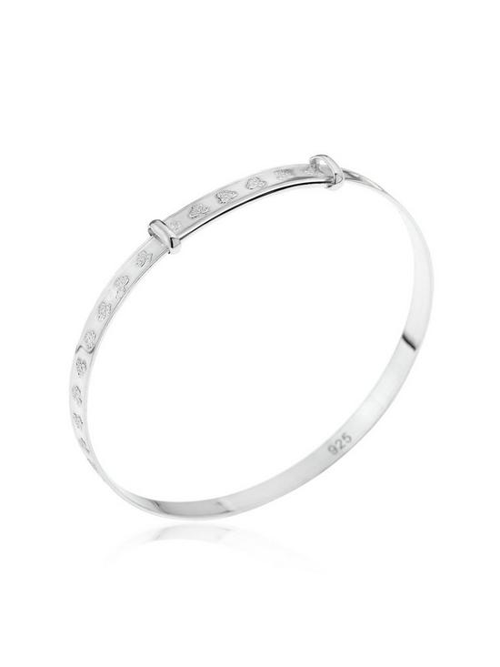 stillFront image of the-love-silver-collection-sterling-silver-childrens-christening-expander-bangle-teddy-bear-in-gift-box