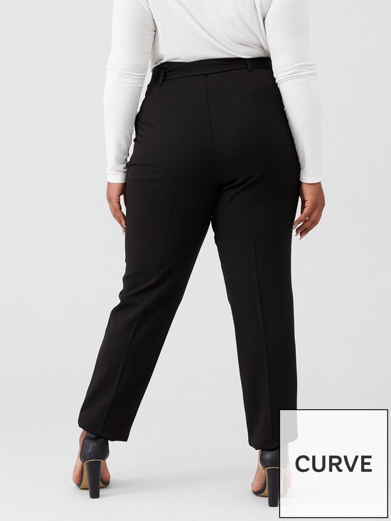 stillFront image of v-by-very-curve-tie-waist-tapered-trouser-black