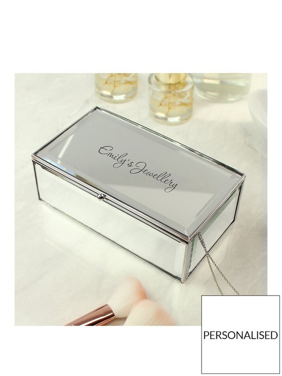 front image of the-personalised-memento-company-bespoke-glass-mirrored-jewellery-box