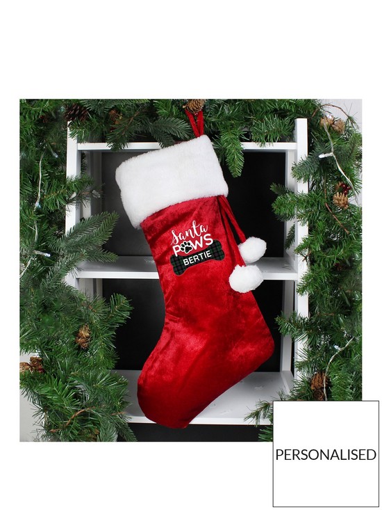 front image of personalised-santa-paws-christmas-dog-stocking