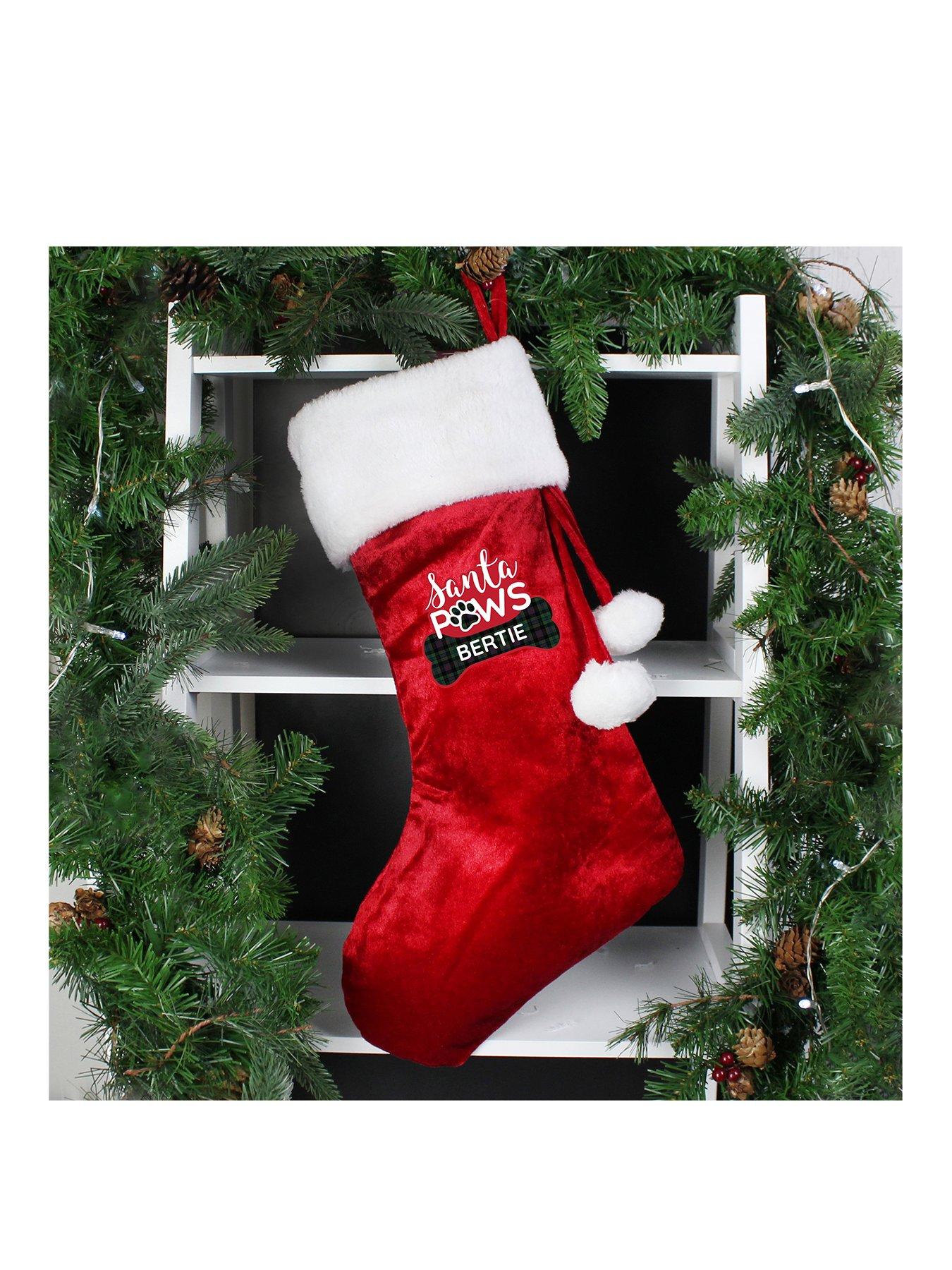Image 1 of 2 of Personalised Santa Paws Christmas Dog Stocking