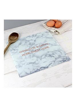 Very Personalised Marble Effect Glass Chopping Board / Worktop Saver Picture
