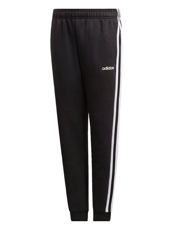 front image of adidas-boys-3-stripe-pants-black