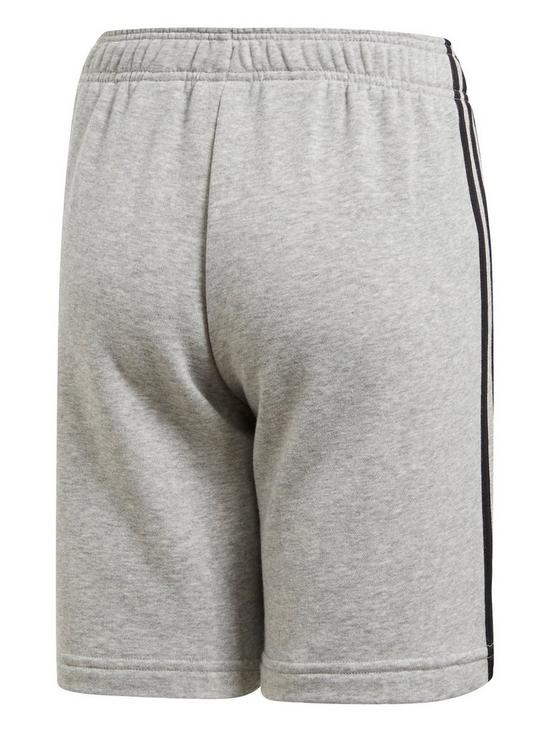 back image of adidas-boys-3-stripe-knit-shorts-grey