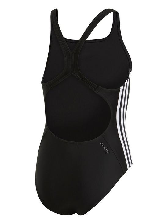 back image of adidas-girls-fit-3-stripe-swimsuit-black