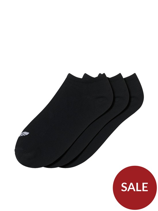 front image of adidas-trefoil-linear-sock-3-pack-black