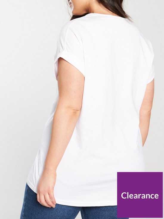stillFront image of v-by-very-curve-valuenbspv-neck-turn-back-cuff-t-shirt-white