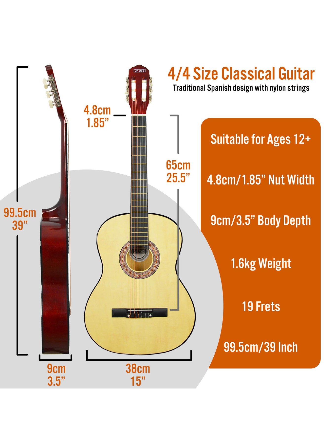  image of 3rd-avenue-full-size-44-classical-guitar-beginner-bundle-6-months-free-lessons-natural