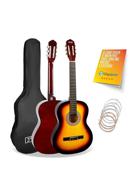 front image of 3rd-avenue-34-size-classical-guitar-pack-sunburst-with-free-online-music-lessons