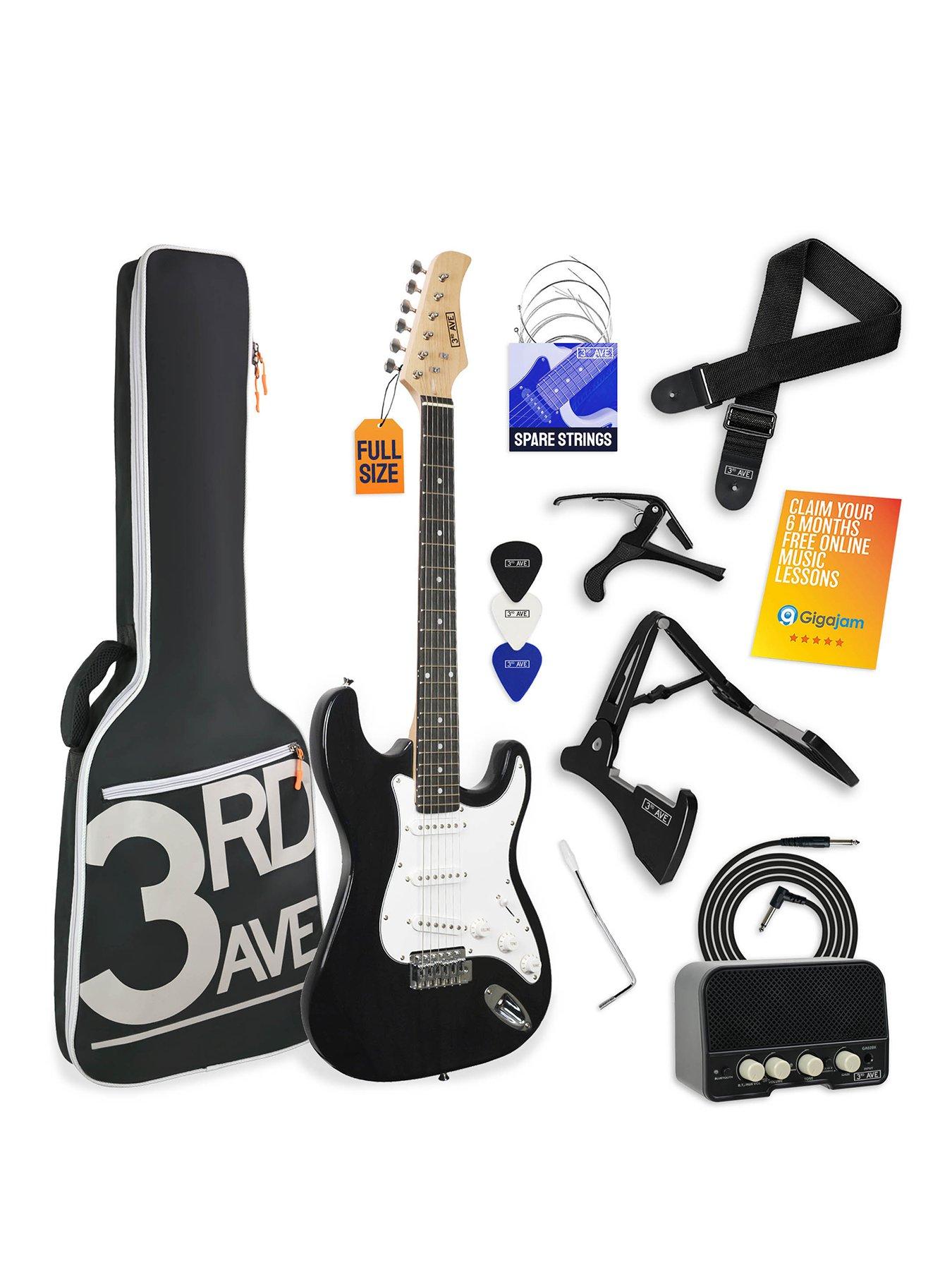 3rd-avenue-full-size-44-electric-guitar-ultimate-kit-with-amp-6-months-free-lessons-black