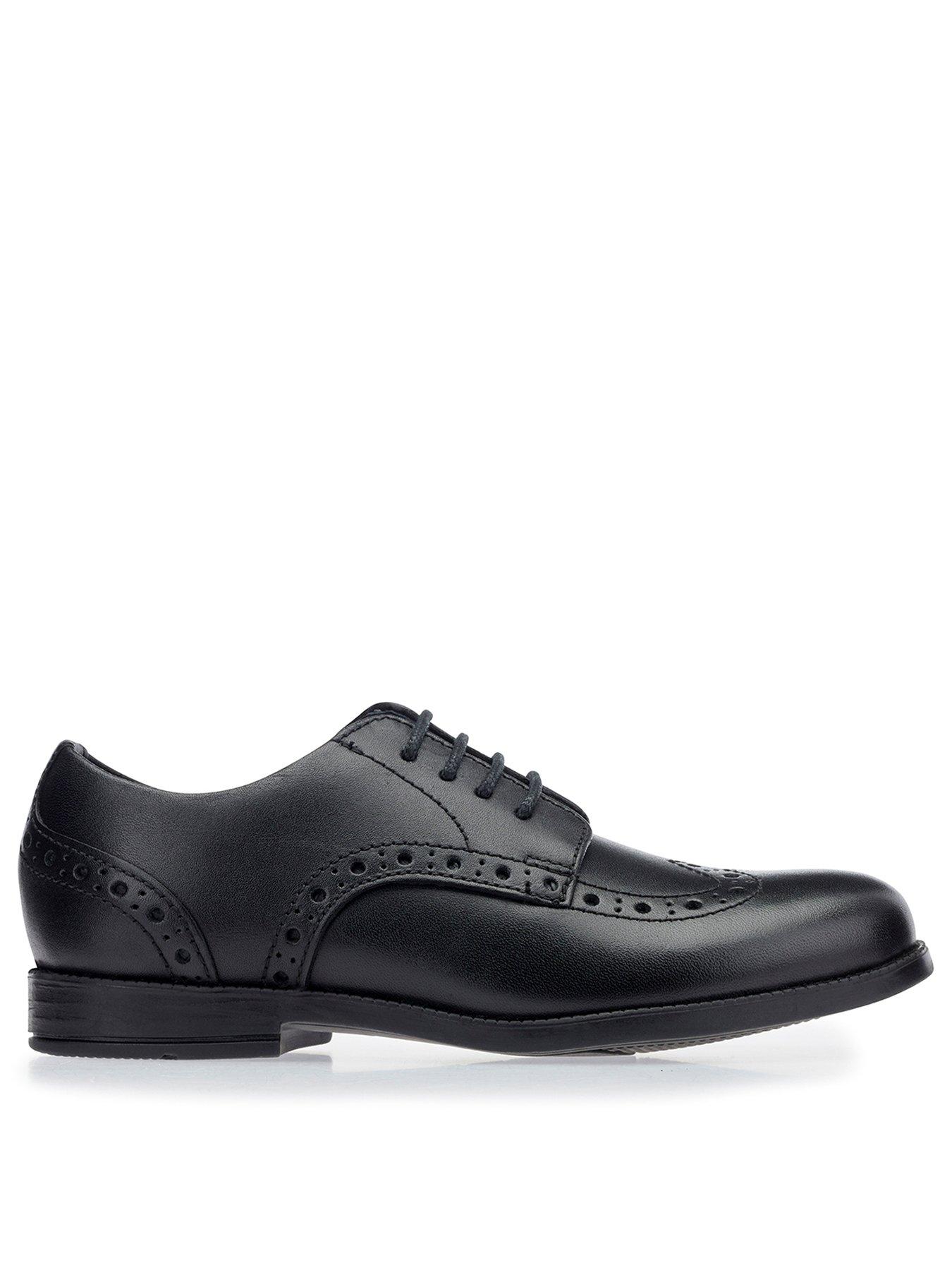 Image 1 of 4 of Start-rite Brogue Senior Girls Black Leather Lace Up School Shoes