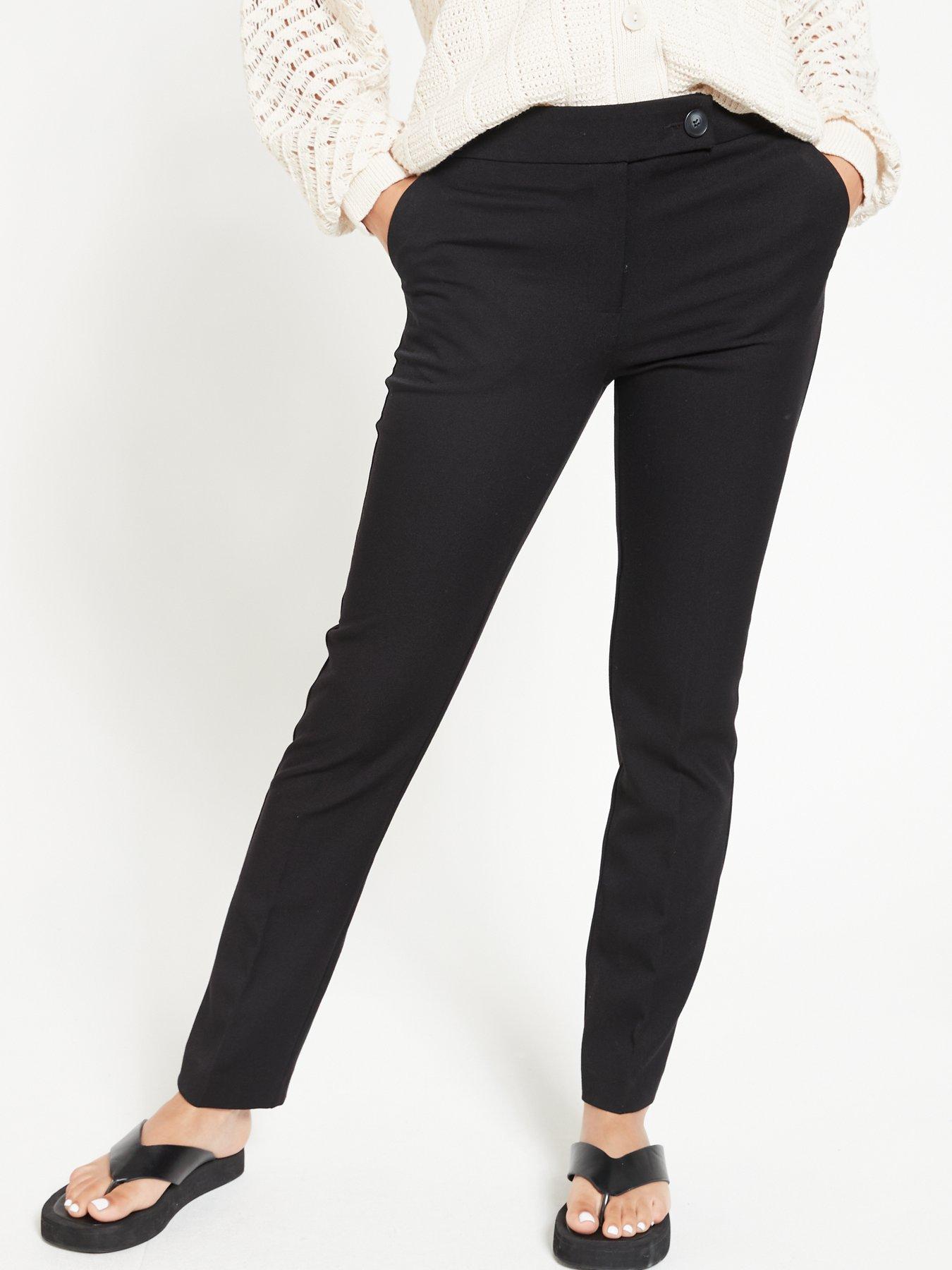 womens black slim leg trousers