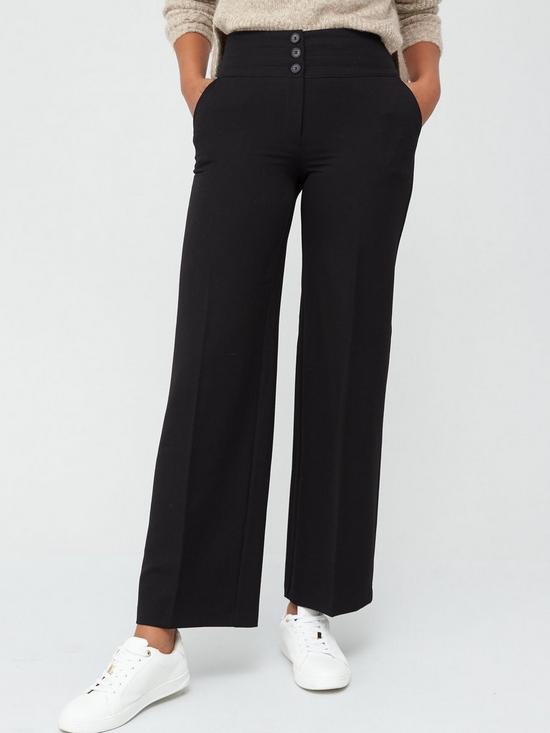 front image of v-by-very-the-wide-leg-trouser-black