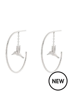 Accessorize Sterling Silver Hummingbird Hoop Earrings Accessorize Sterling Silver Hummingbird Hoop Earrings