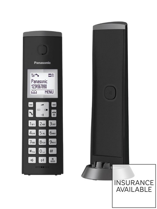 front image of panasonic-kx-tgk220eb-digital-cordless-telephone-with-15-inch-lcd-screen-nuisance-call-blocker-and-answering-machine-single-dect-black